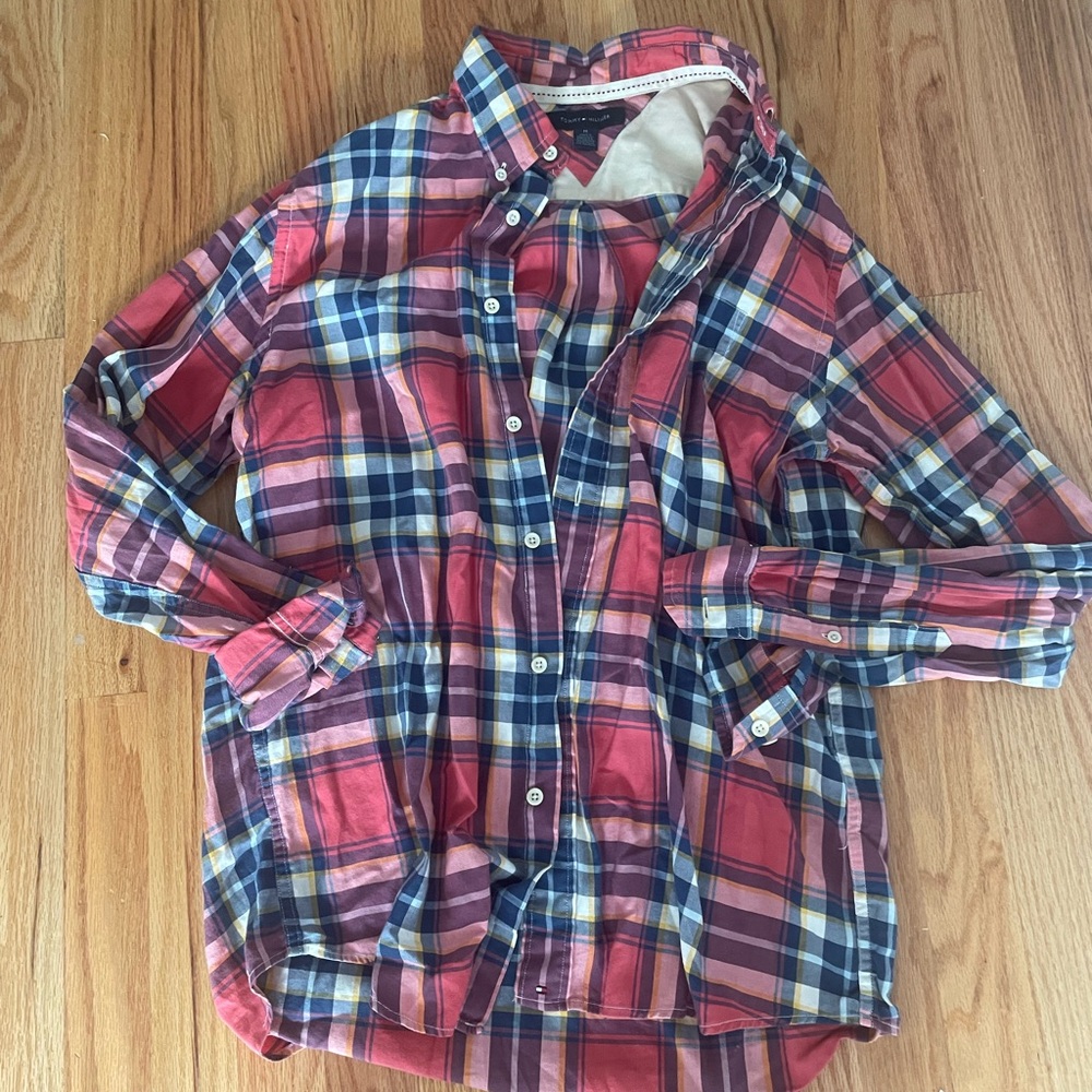 Tommy Hilfiger Red and Blue Plaid Shirt